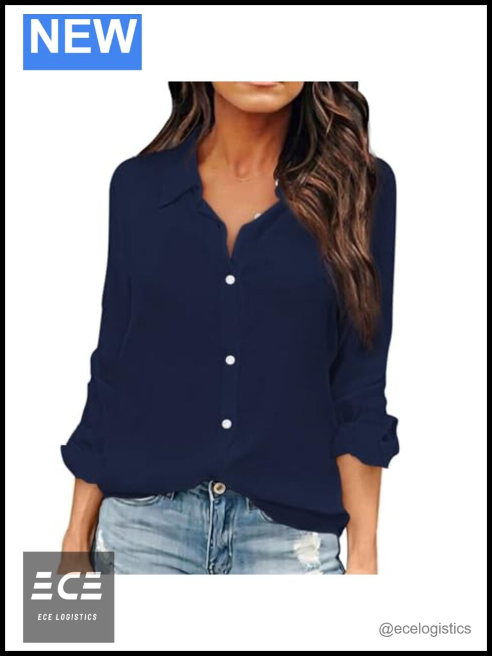 Chiffon Button Down Shirt Long Sleeve V Neck Business Blouse